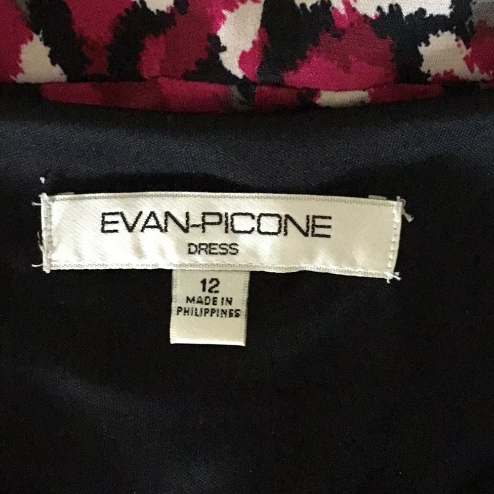 Evan Picone burgundy, black and cream dress - Picture 6 of 8
